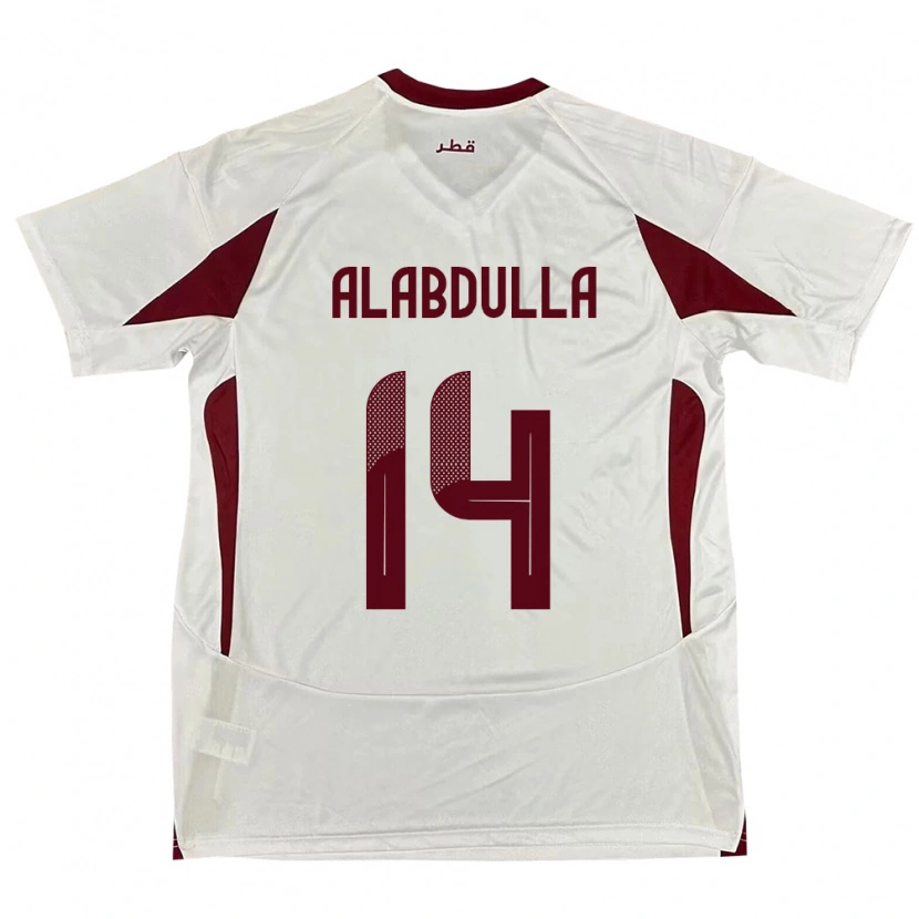 Danxen Femme Maillot Qatar Moudhi Alabdulla #14 Blanc Tenues Extérieur 24-26 T-Shirt
