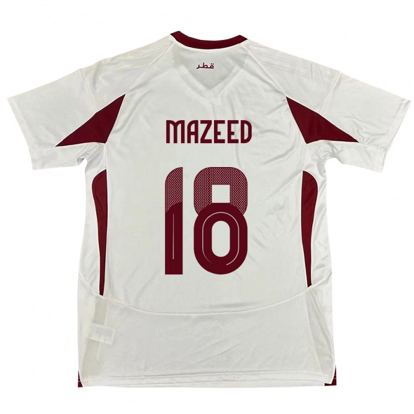 Danxen Femme Maillot Qatar Khalid Muneer Ali #18 Blanc Tenues Extérieur 24-26 T-Shirt