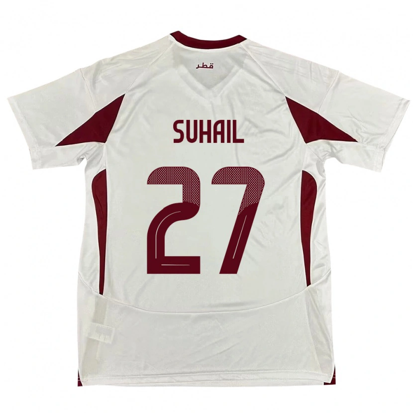 Danxen Femme Maillot Qatar Ahmed Suhail #27 Blanc Tenues Extérieur 24-26 T-Shirt