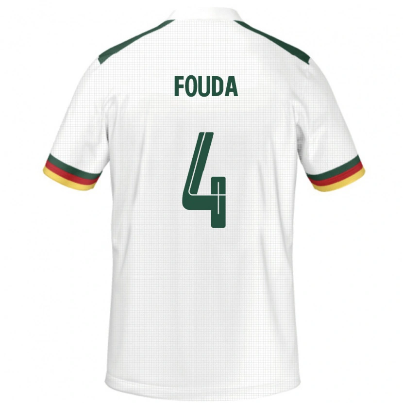 Danxen Femme Maillot Cameroun Junior Fouda #4 Blanc Tenues Extérieur 24-26 T-Shirt