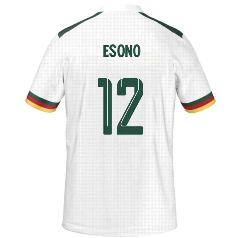 Danxen Femme Maillot Cameroun Yannick Kamdoum Esono #12 Blanc Tenues Extérieur 24-26 T-Shirt