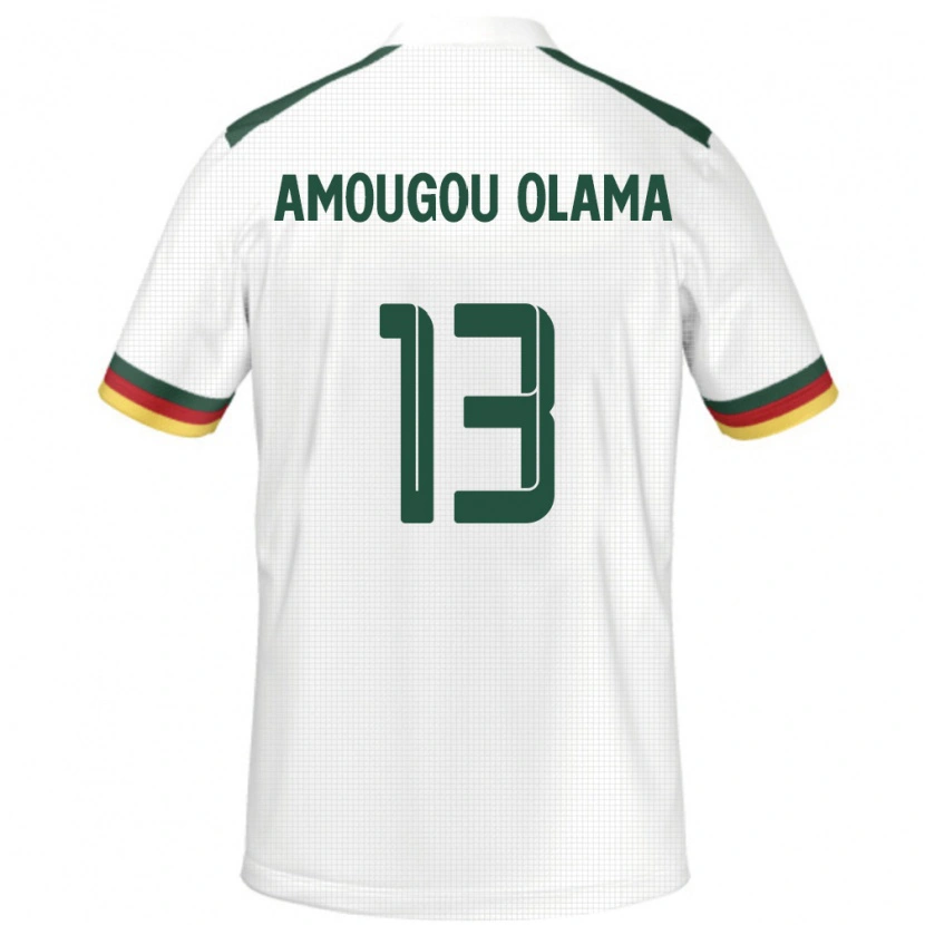 Danxen Femme Maillot Cameroun Maurel Amougou Olama #13 Blanc Tenues Extérieur 24-26 T-Shirt
