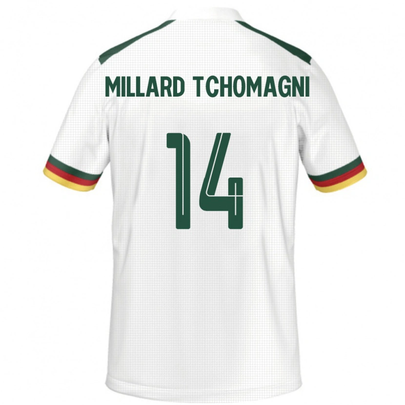 Danxen Femme Maillot Cameroun Samuel Millard Tchomagni #14 Blanc Tenues Extérieur 24-26 T-Shirt