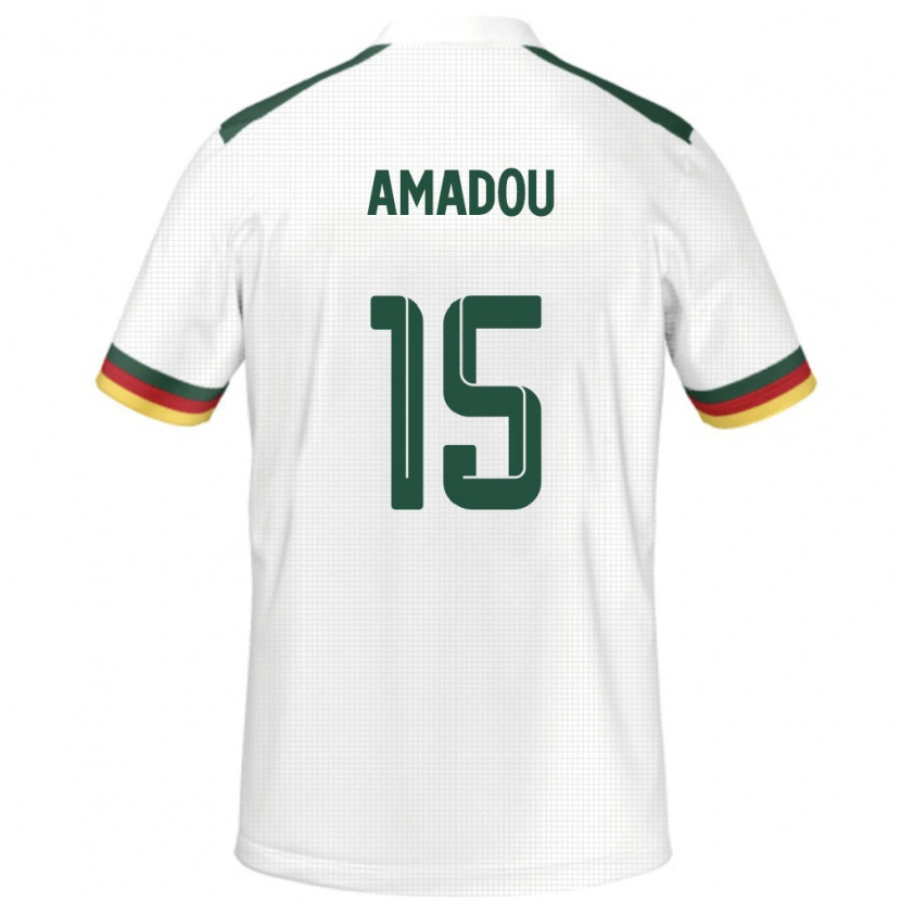 Danxen Femme Maillot Cameroun Daouda Amadou #15 Blanc Tenues Extérieur 24-26 T-Shirt
