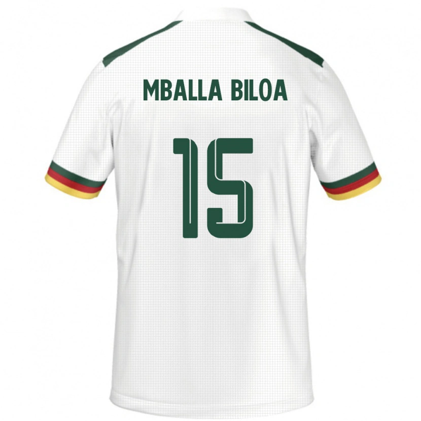 Danxen Femme Maillot Cameroun Jules Victor Mballa Biloa #15 Blanc Tenues Extérieur 24-26 T-Shirt