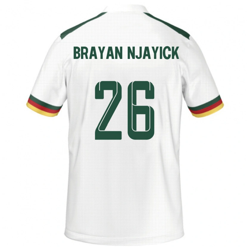 Danxen Femme Maillot Cameroun Fils Brayan Njayick #26 Blanc Tenues Extérieur 24-26 T-Shirt