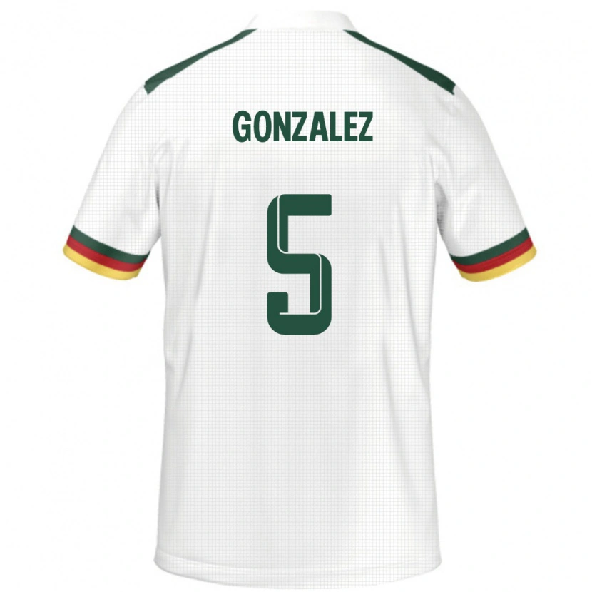 Danxen Femme Maillot Cameroun Oumar Gonzalez #5 Blanc Tenues Extérieur 24-26 T-Shirt
