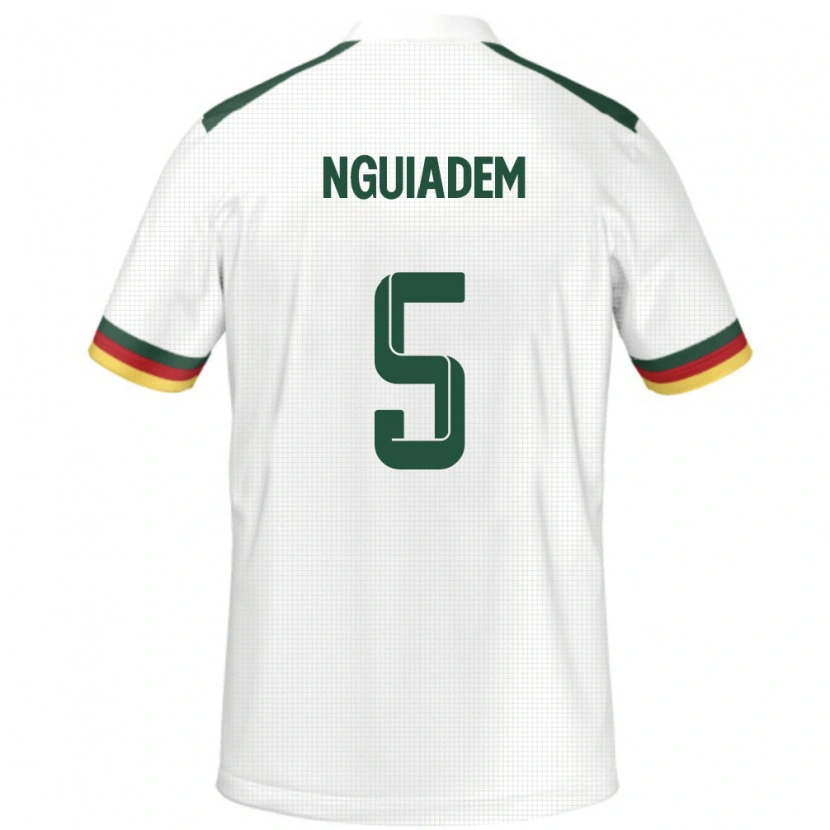 Danxen Femme Maillot Cameroun Annecy Nguiadem #5 Blanc Tenues Extérieur 24-26 T-Shirt