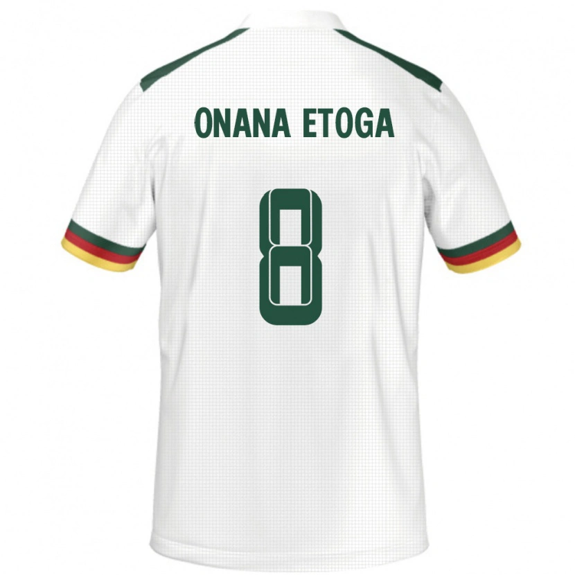 Danxen Femme Maillot Cameroun Loic Onana Etoga #8 Blanc Tenues Extérieur 24-26 T-Shirt