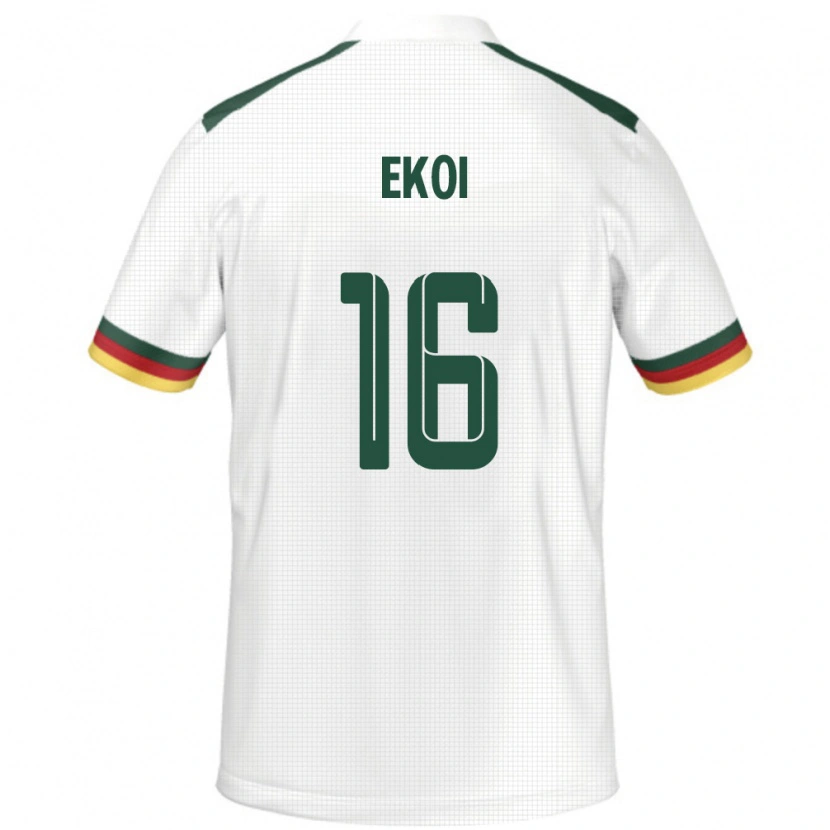 Danxen Femme Maillot Cameroun Manfred Ekoi #16 Blanc Tenues Extérieur 24-26 T-Shirt