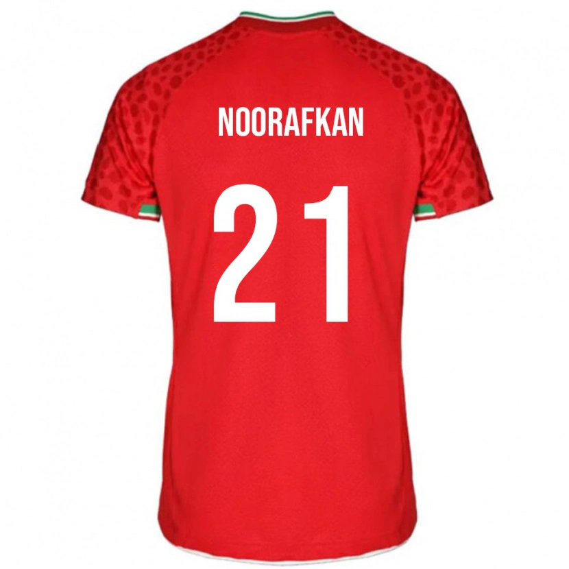 Danxen Femme Maillot Iran Omid Noorafkan #21 Rouge Tenues Extérieur 24-26 T-Shirt