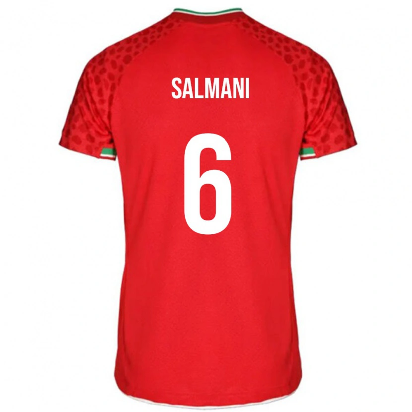 Danxen Femme Maillot Iran Yasin Salmani #6 Rouge Tenues Extérieur 24-26 T-Shirt