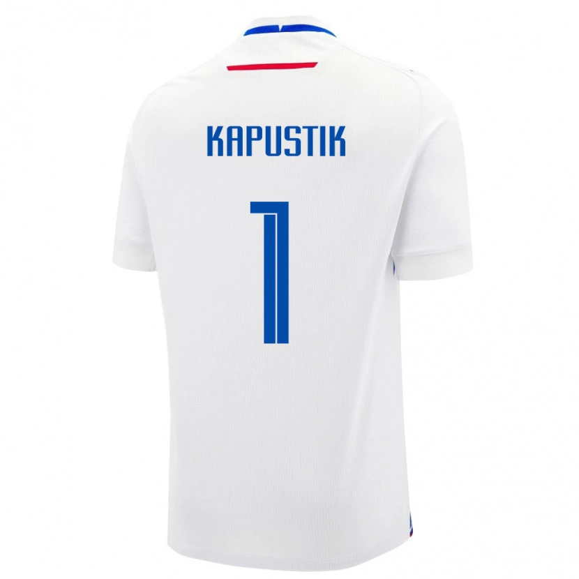 Danxen Femme Maillot Slovaquie Simon Kapustik #1 Blanc Tenues Extérieur 24-26 T-Shirt