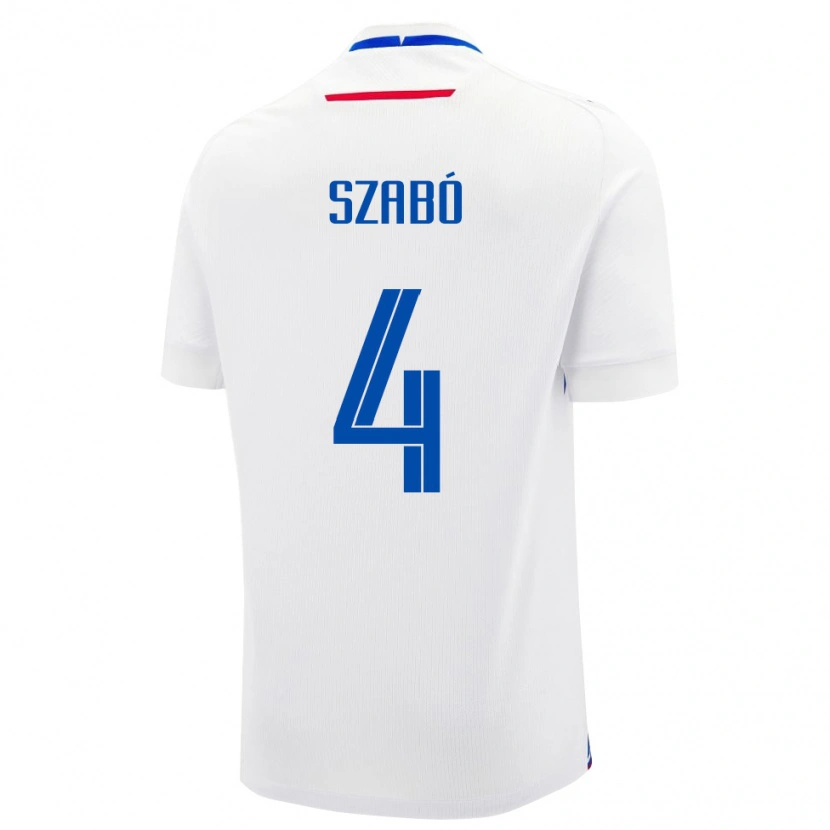 Danxen Femme Maillot Slovaquie Bence Szabó #4 Blanc Tenues Extérieur 24-26 T-Shirt