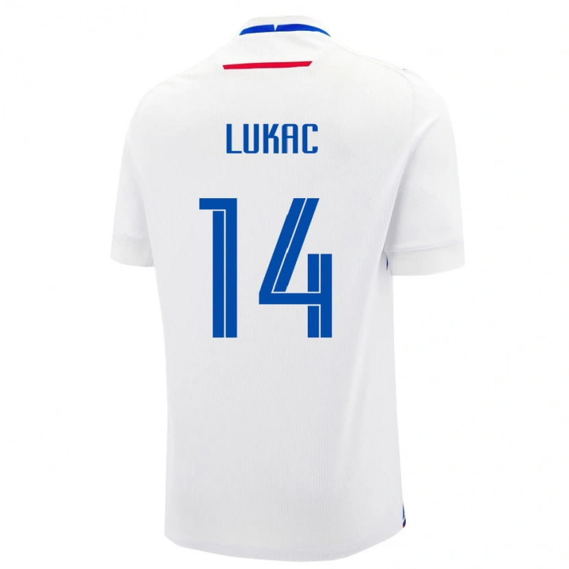 Danxen Femme Maillot Slovaquie Andrej Lukac #14 Blanc Tenues Extérieur 24-26 T-Shirt