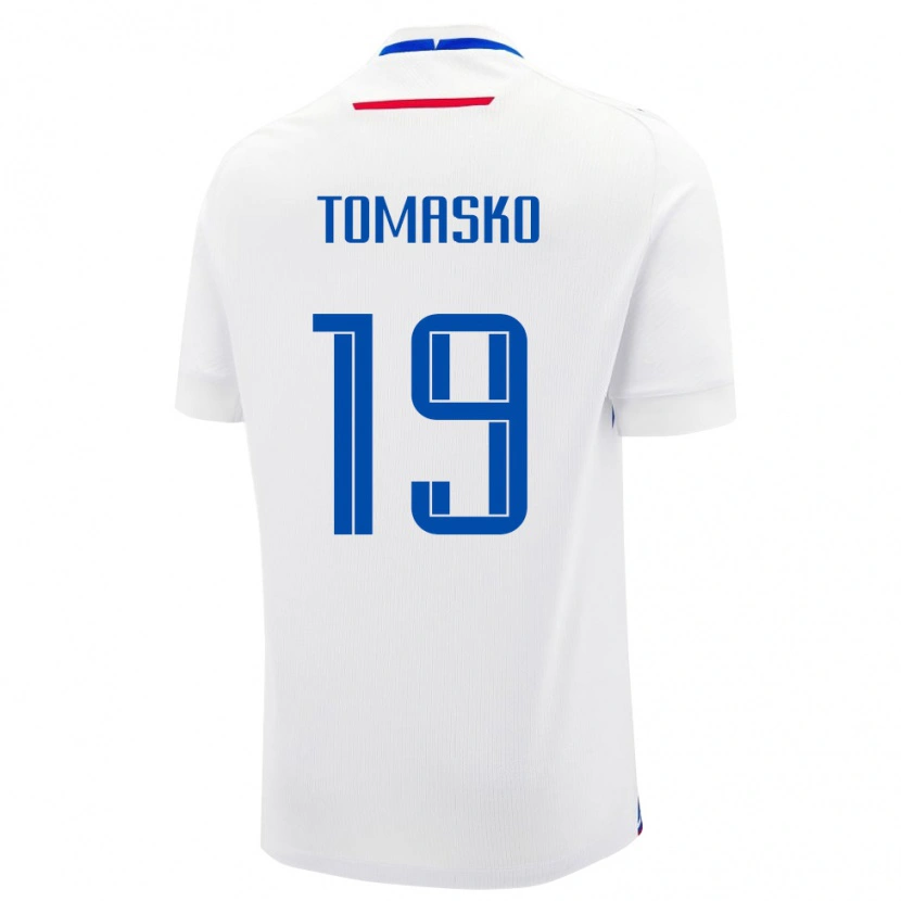 Danxen Femme Maillot Slovaquie Matus Tomasko #19 Blanc Tenues Extérieur 24-26 T-Shirt