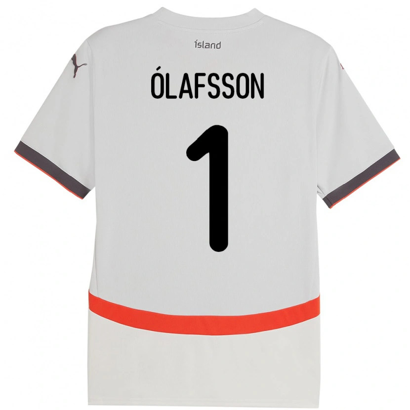 Danxen Femme Maillot Islande Elías Ólafsson #1 Blanc Tenues Extérieur 24-26 T-Shirt