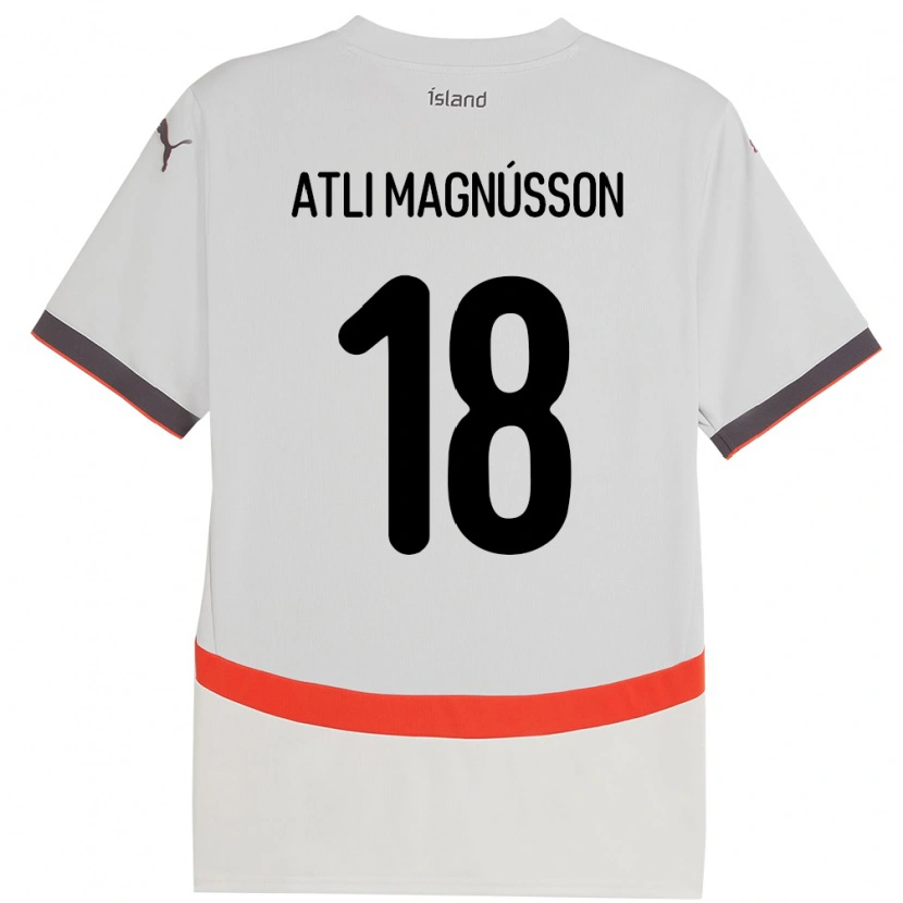 Danxen Femme Maillot Islande Saevar Atli Magnússon #18 Blanc Tenues Extérieur 24-26 T-Shirt