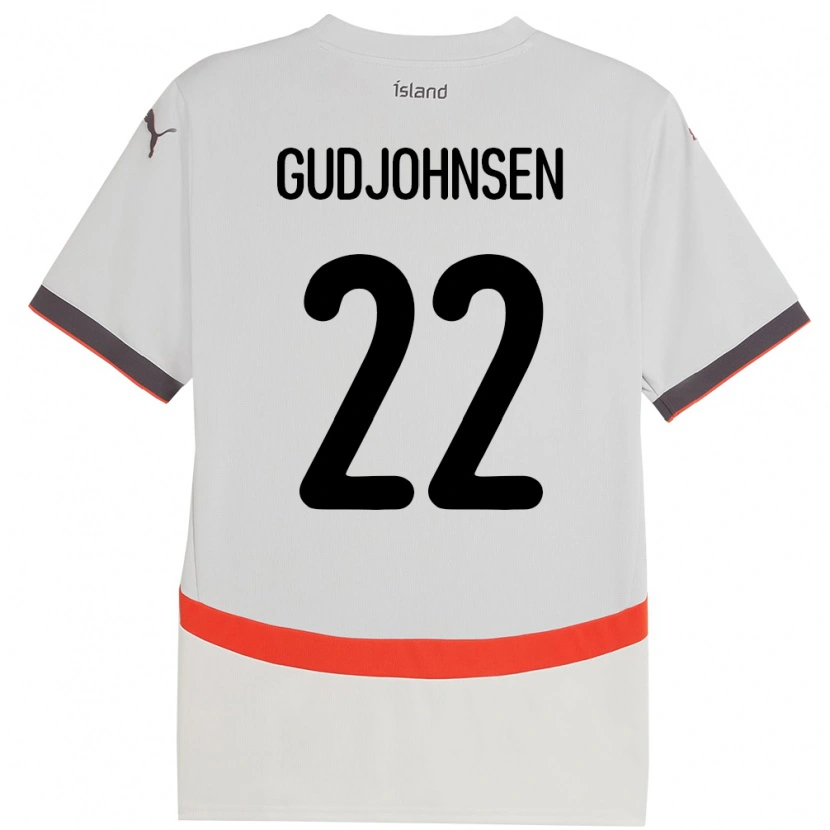 Danxen Femme Maillot Islande Andri Gudjohnsen #22 Blanc Tenues Extérieur 24-26 T-Shirt