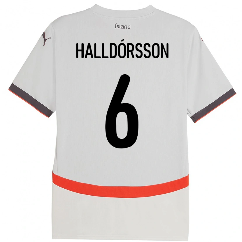 Danxen Femme Maillot Islande Einar Freyr Halldórsson #6 Blanc Tenues Extérieur 24-26 T-Shirt