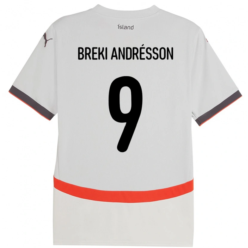 Danxen Femme Maillot Islande Benoný Breki Andrésson #9 Blanc Tenues Extérieur 24-26 T-Shirt
