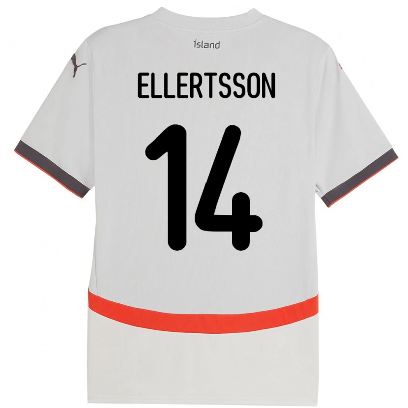 Danxen Femme Maillot Islande Styrmir Jóhann Ellertsson #14 Blanc Tenues Extérieur 24-26 T-Shirt