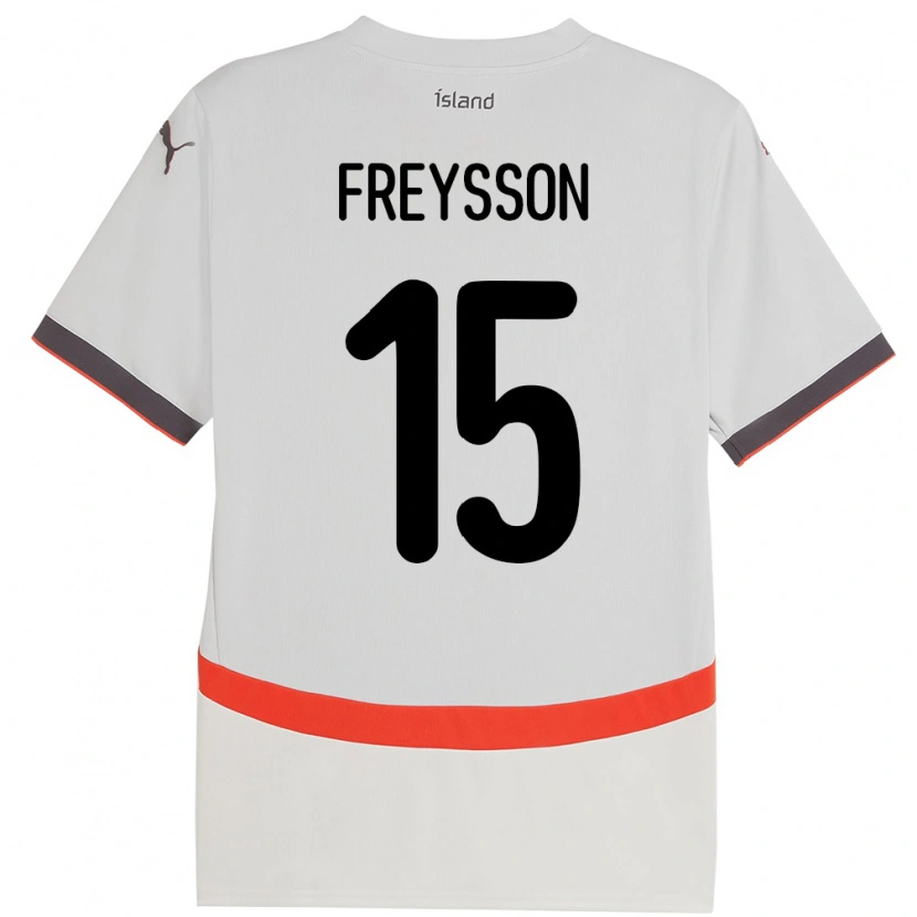Danxen Femme Maillot Islande Fjölnir Freysson #15 Blanc Tenues Extérieur 24-26 T-Shirt