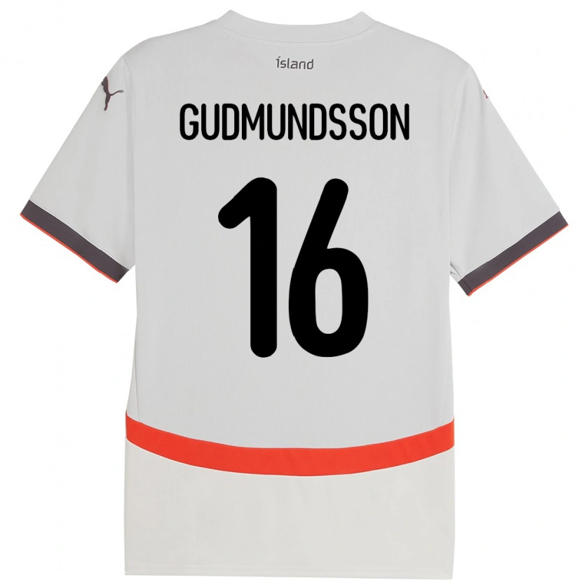 Danxen Femme Maillot Islande Jón Breki Gudmundsson #16 Blanc Tenues Extérieur 24-26 T-Shirt