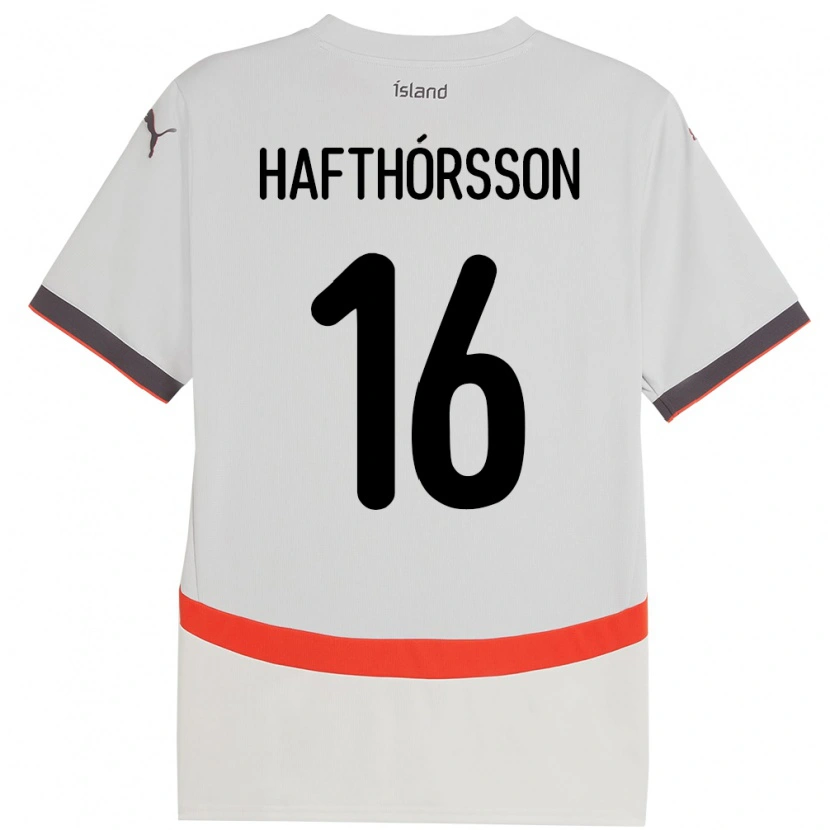 Danxen Femme Maillot Islande Gestur Alexander Hafthórsson #16 Blanc Tenues Extérieur 24-26 T-Shirt
