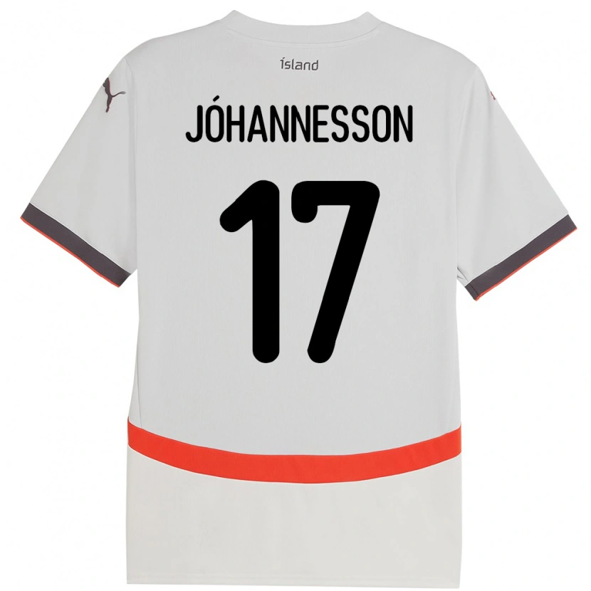 Danxen Femme Maillot Islande Daniel Jóhannesson #17 Blanc Tenues Extérieur 24-26 T-Shirt