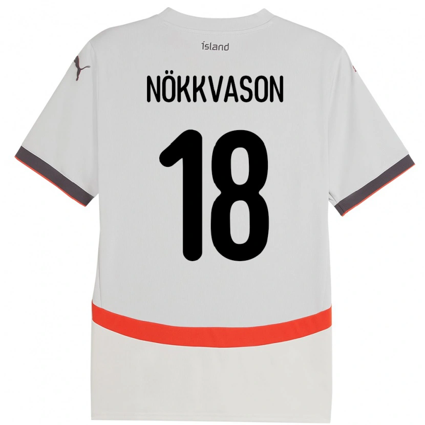Danxen Femme Maillot Islande Gudmundur Baldvin Nökkvason #18 Blanc Tenues Extérieur 24-26 T-Shirt