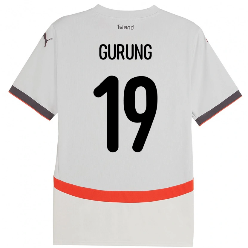 Danxen Femme Maillot Islande Karan Gurung #19 Blanc Tenues Extérieur 24-26 T-Shirt