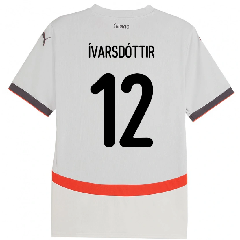 Danxen Femme Maillot Islande Telma Ívarsdóttir #12 Blanc Tenues Extérieur 24-26 T-Shirt
