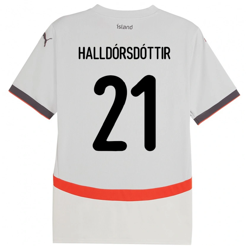 Danxen Femme Maillot Islande Hafrún Rakel Halldórsdóttir #21 Blanc Tenues Extérieur 24-26 T-Shirt