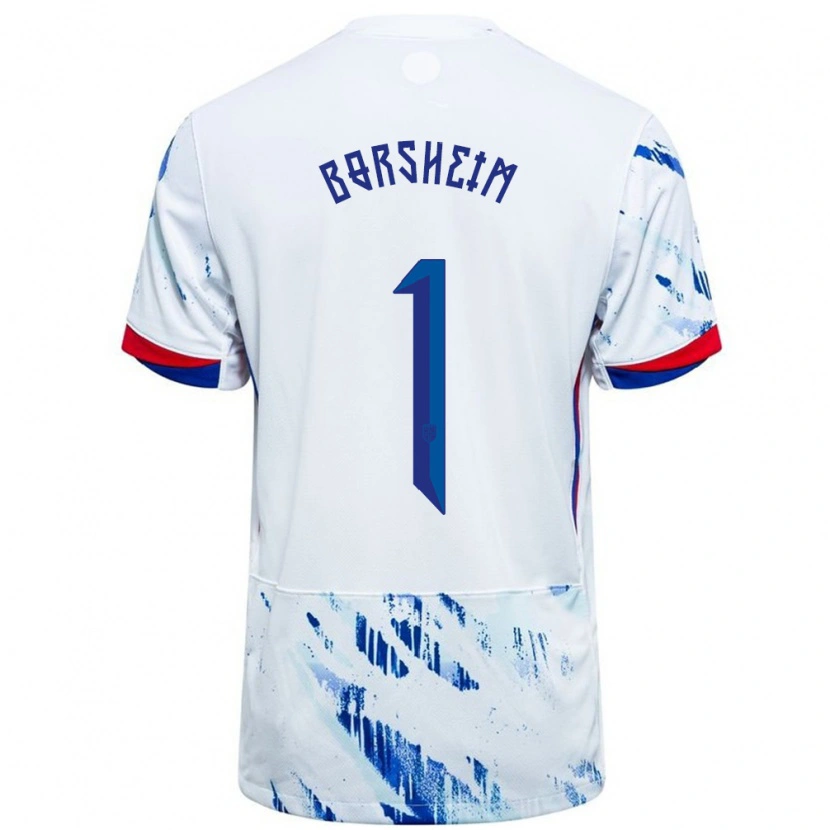 Danxen Femme Maillot Norvège Martin Børsheim #1 Blanc Bleu Tenues Extérieur 24-26 T-Shirt