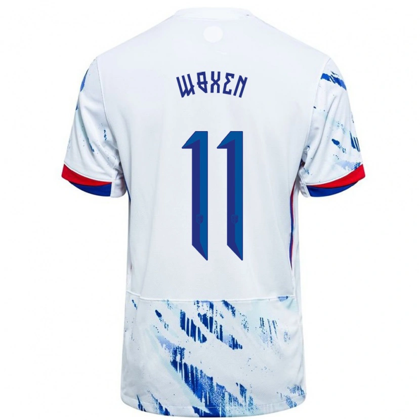Danxen Femme Maillot Norvège Harald Woxen #11 Blanc Bleu Tenues Extérieur 24-26 T-Shirt