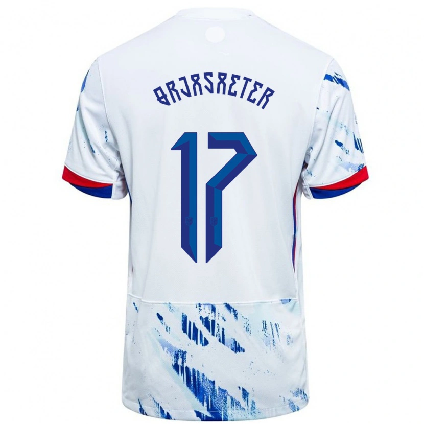 Danxen Femme Maillot Norvège Sondre Ørjasæter #17 Blanc Bleu Tenues Extérieur 24-26 T-Shirt