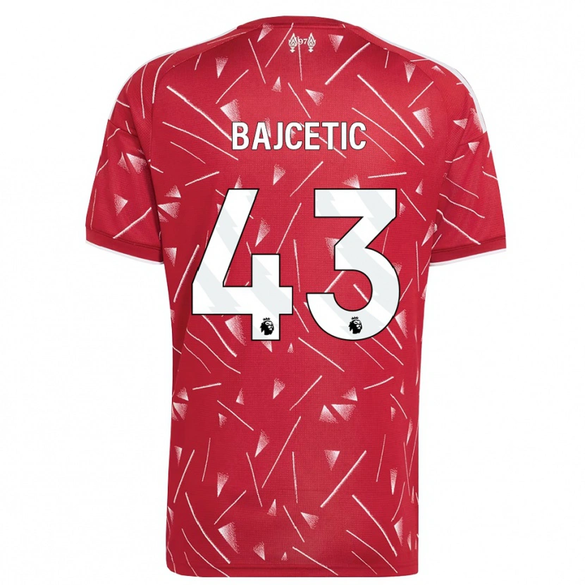 Danxen Femme Maillot Stefan Bajcetic #43 Blanc Rouge Tenues Domicile 2026/27 T-Shirt