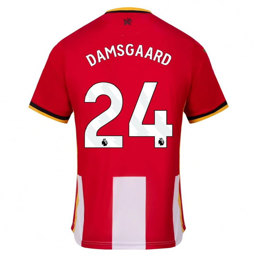 Danxen Femme Maillot Mikkel Damsgaard #24 Jaune Noir Rouge Tenues Domicile 2026/27 T-Shirt
