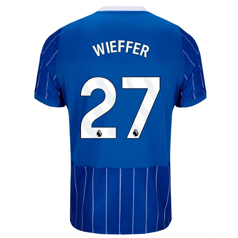 Danxen Femme Maillot Mats Wieffer #27 Bleu Moyen Blanc Tenues Domicile 2026/27 T-Shirt