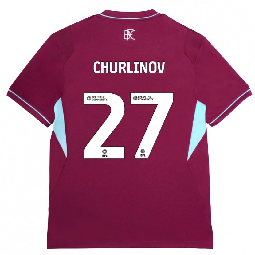Danxen Femme Maillot Darko Churlinov #27 Bourgogne Vert Tenues Domicile 2026/27 T-Shirt