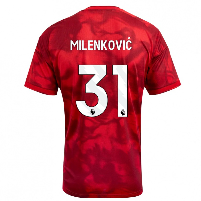 Danxen Femme Maillot Nikola Milenković #31 Cramoisi Blanc Tenues Domicile 2026/27 T-Shirt
