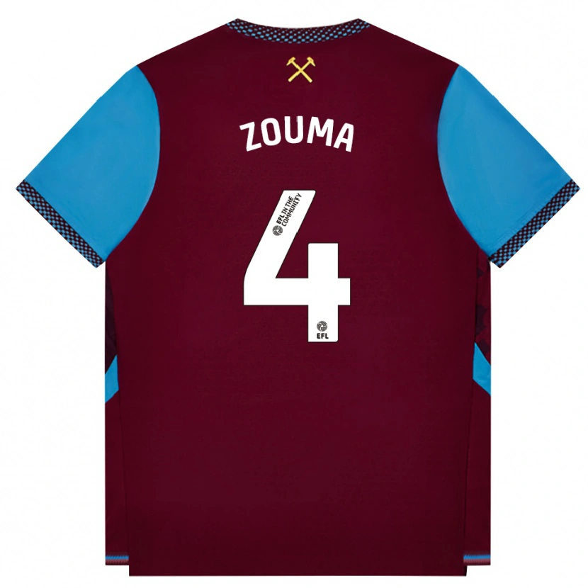 Danxen Femme Maillot Kurt Zouma #4 Bourgogne Cornflowerblue Tenues Domicile 2026/27 T-Shirt