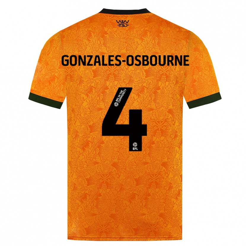 Danxen Femme Maillot Isaiah Gonzales-Osbourne #4 Orange Noir Tenues Domicile 2026/27 T-Shirt