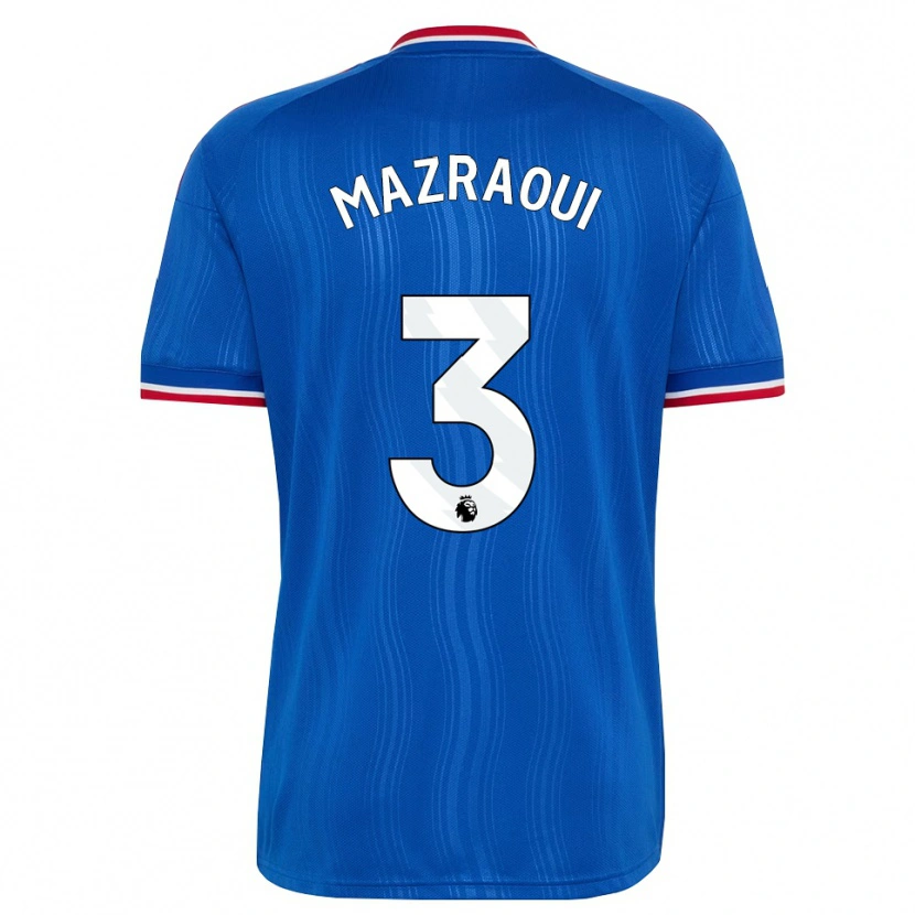 Danxen Femme Maillot Noussair Mazraoui #3 Bleu Blanc Rouge Tenues Extérieur 2026/27 T-Shirt