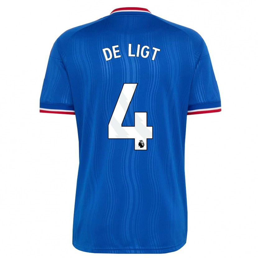 Danxen Femme Maillot Matthijs De Ligt #4 Bleu Blanc Rouge Tenues Extérieur 2026/27 T-Shirt