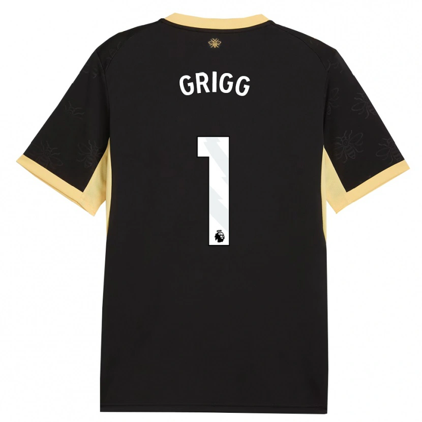 Danxen Femme Maillot Finley Grigg #1 Noir Jaune Tenues Extérieur 2026/27 T-Shirt