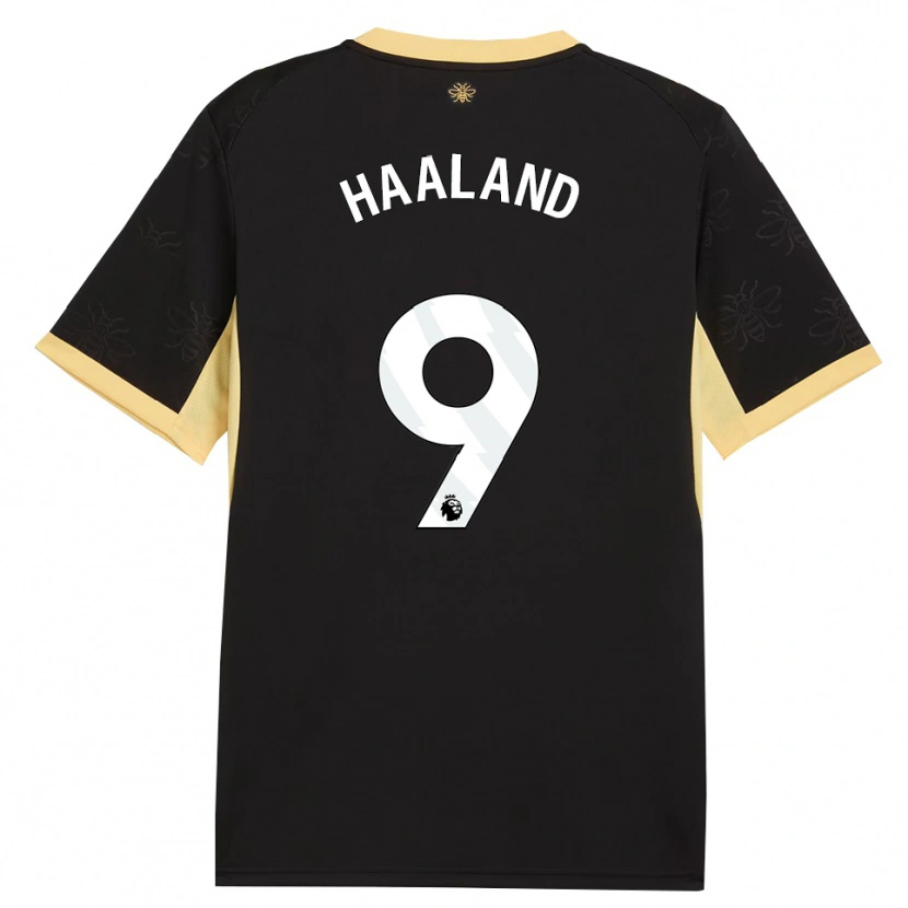 Danxen Femme Maillot Erling Haaland #9 Noir Jaune Tenues Extérieur 2026/27 T-Shirt