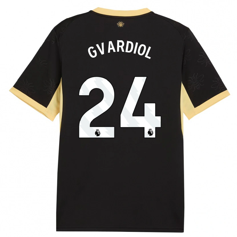 Danxen Femme Maillot Josko Gvardiol #24 Noir Jaune Tenues Extérieur 2026/27 T-Shirt