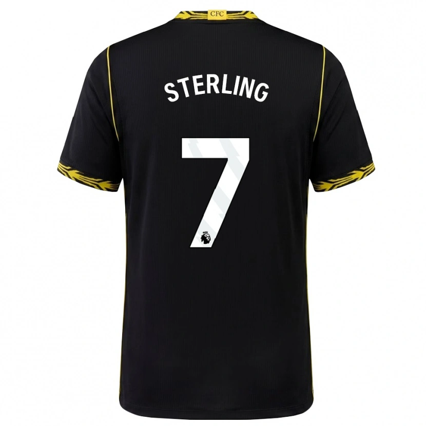 Danxen Femme Maillot Raheem Sterling #7 Noir Jaune Tenues Extérieur 2026/27 T-Shirt